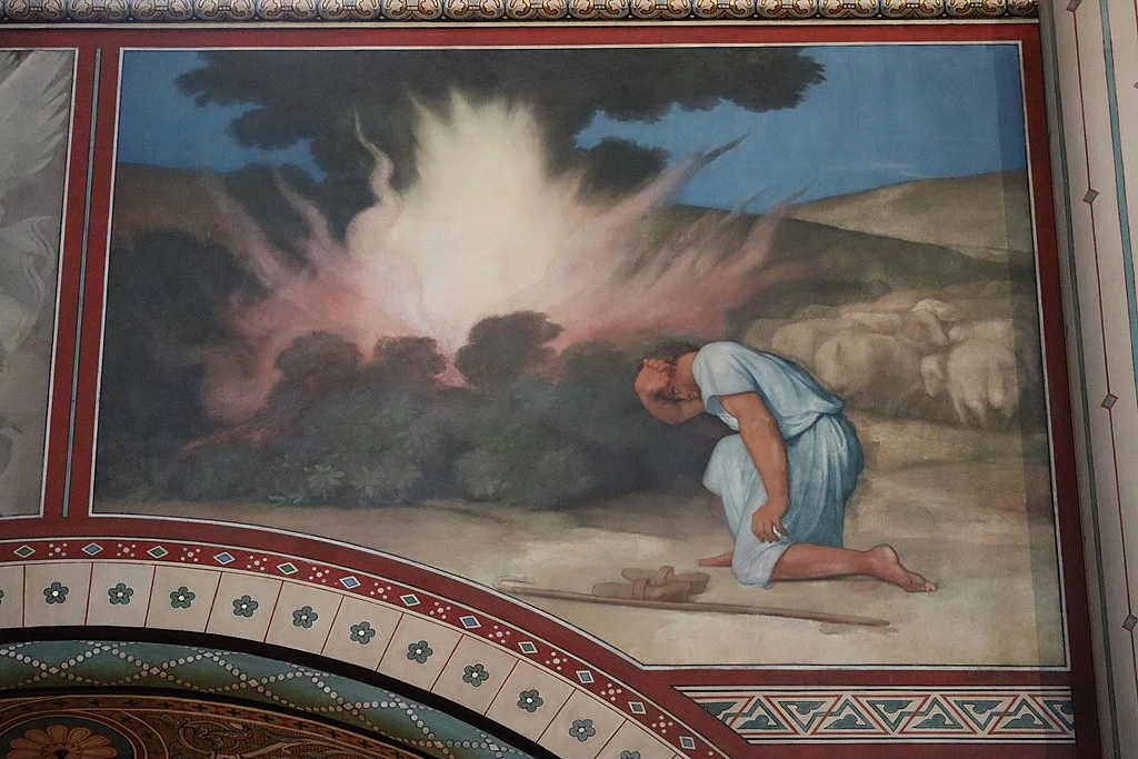 Hippolyte Flandrin - Murales dell'Abbazia di Saint, Germain, des, Prés, Il roveto ardente
